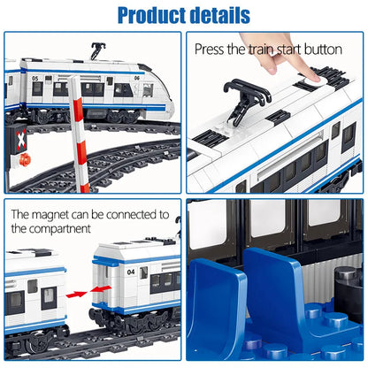 Building Block Train Track with Modular Magnetic Car Connections, Educational STEM Toy for Creativity and Motor Skills, Safe for Ages 5+