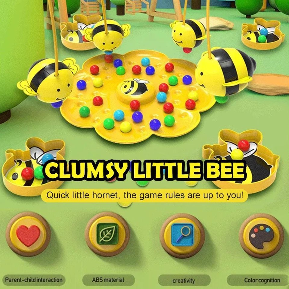 Bumblebee Board Game, Bee Eats Pollen Beads, Interactive Educational Toy, Safe for Ages 3+