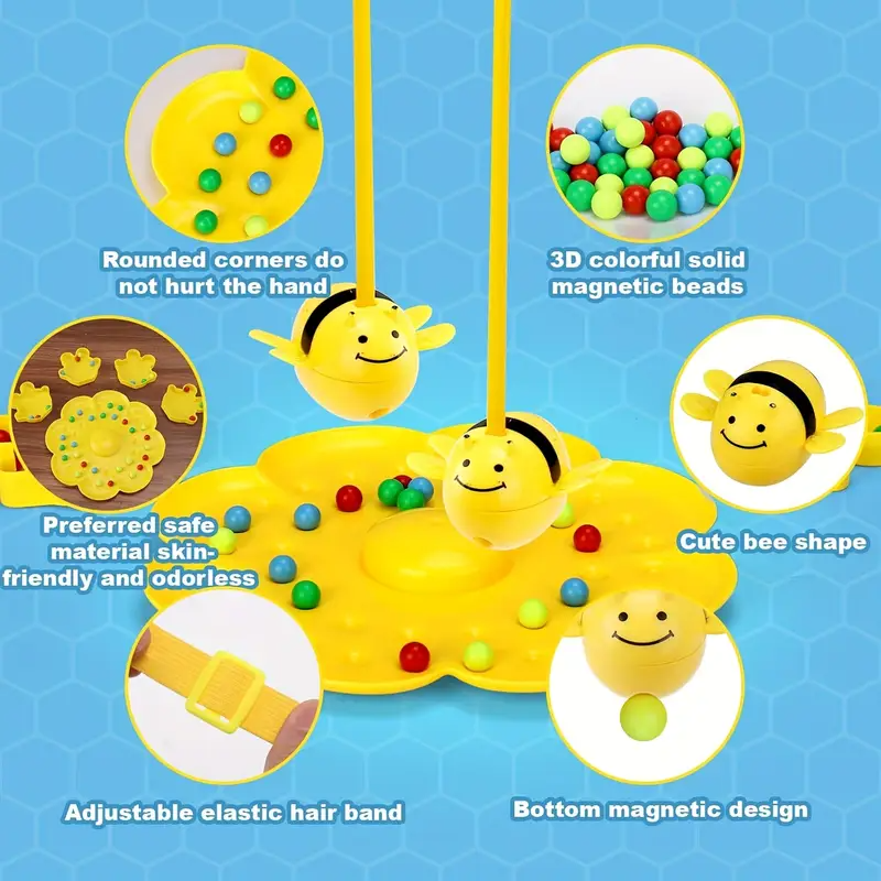 Bumblebee Board Game, Bee Eats Pollen Beads, Interactive Educational Toy, Safe for Ages 3+