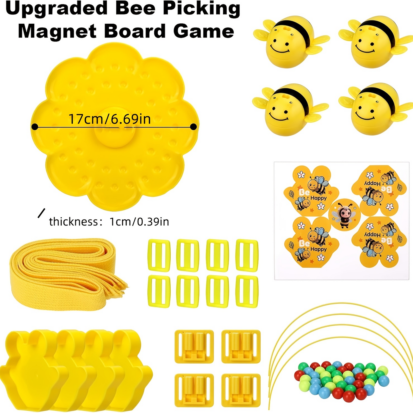 Bumblebee Board Game, Bee Eats Pollen Beads, Interactive Educational Toy, Safe for Ages 3+