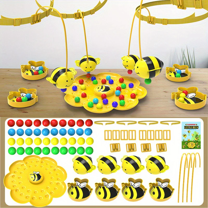 Bumblebee Board Game, Bee Eats Pollen Beads, Interactive Educational Toy, Safe for Ages 3+
