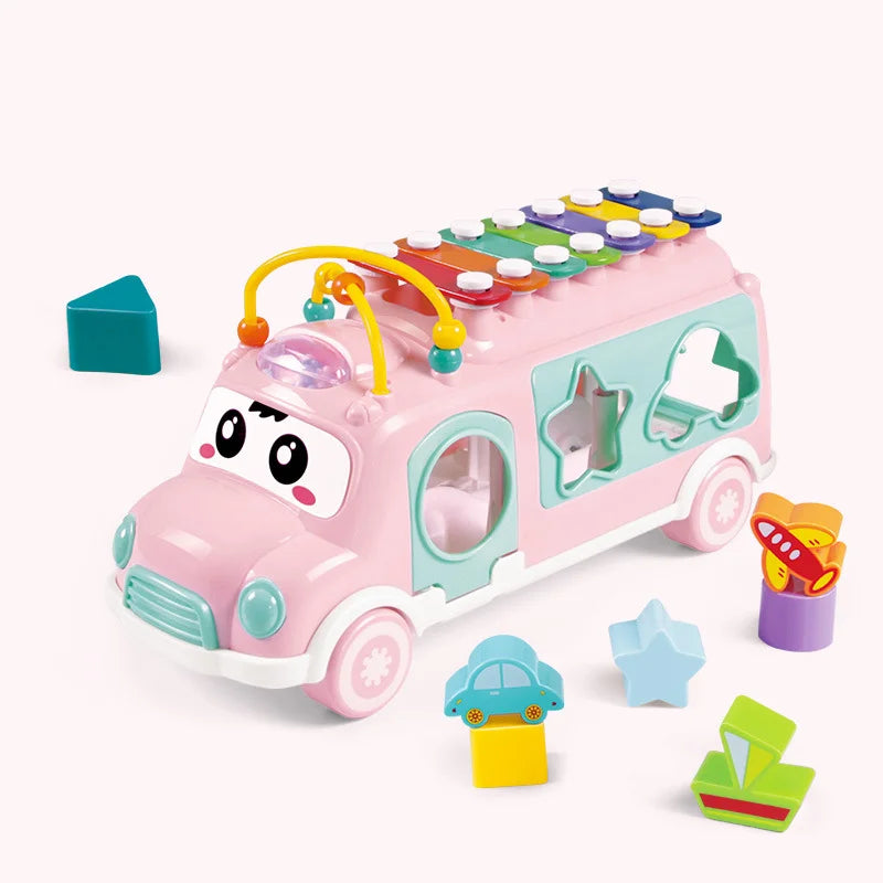 Bus Playing Music Toy, Multifunctional Cartoon Imitation Instrument Xylophone, Baby Tapping Piano
