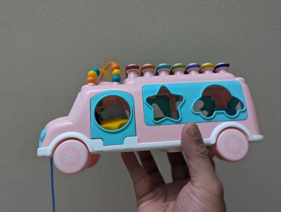 Bus Playing Music Toy, Multifunctional Cartoon Imitation Instrument Xylophone, Baby Tapping Piano