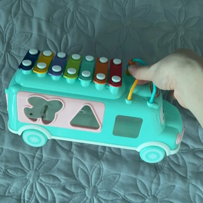Bus Playing Music Toy, Multifunctional Cartoon Imitation Instrument Xylophone, Baby Tapping Piano