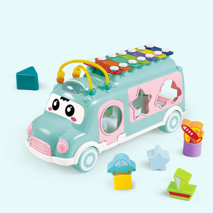 Bus Playing Music Toy, Multifunctional Cartoon Imitation Instrument Xylophone, Baby Tapping Piano