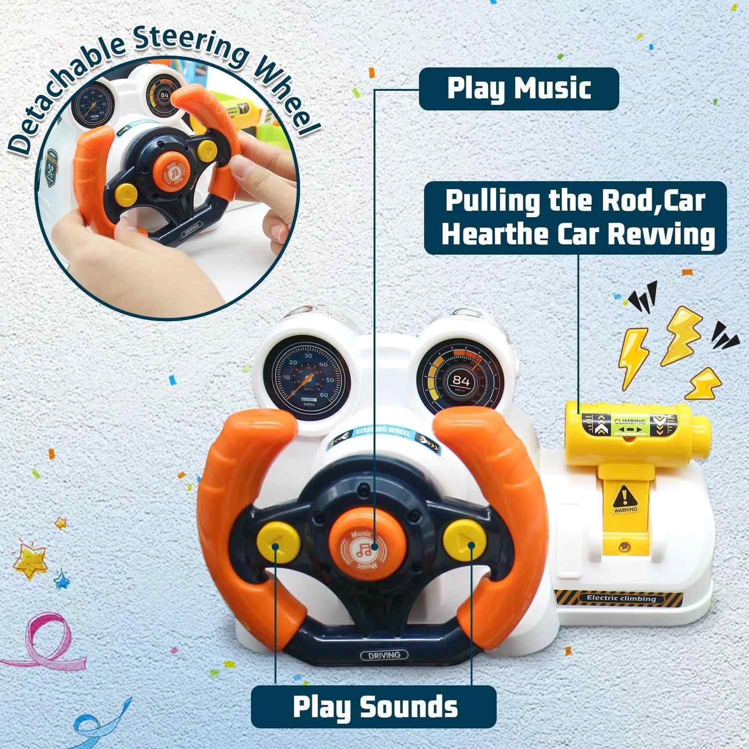 Car Garage Tracks Simulation Steering Wheel Toy Set Vehicle Playsets with Musical Puzzle Car Tracks Gifts for Child