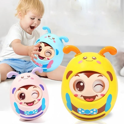 Cartoon Bee Tumbler Toy – Wobbling Baby Toy for Hand-Eye Coordination