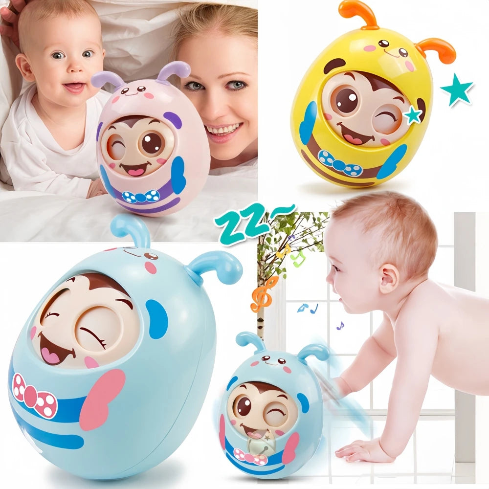 Cartoon Bee Tumbler Toy – Wobbling Baby Toy for Hand-Eye Coordination