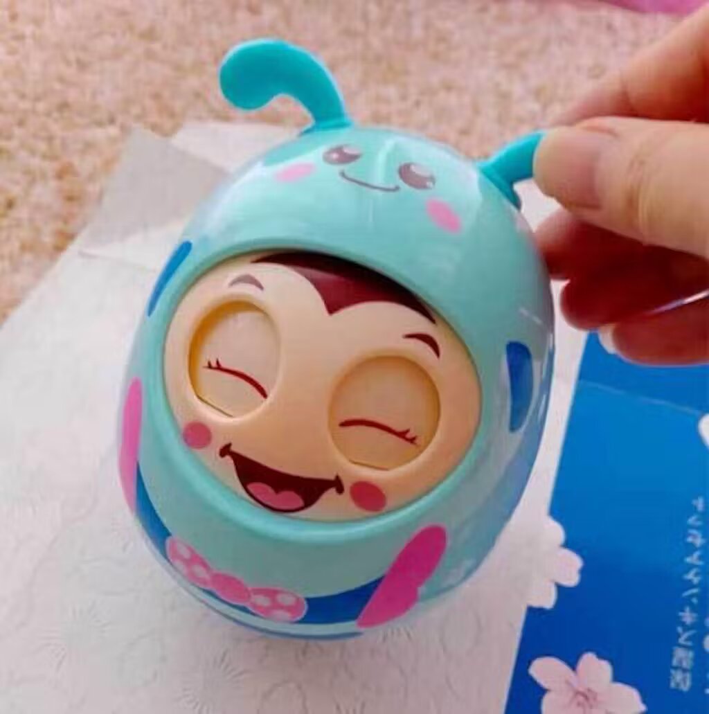 Cartoon Bee Tumbler Toy – Wobbling Baby Toy for Hand-Eye Coordination