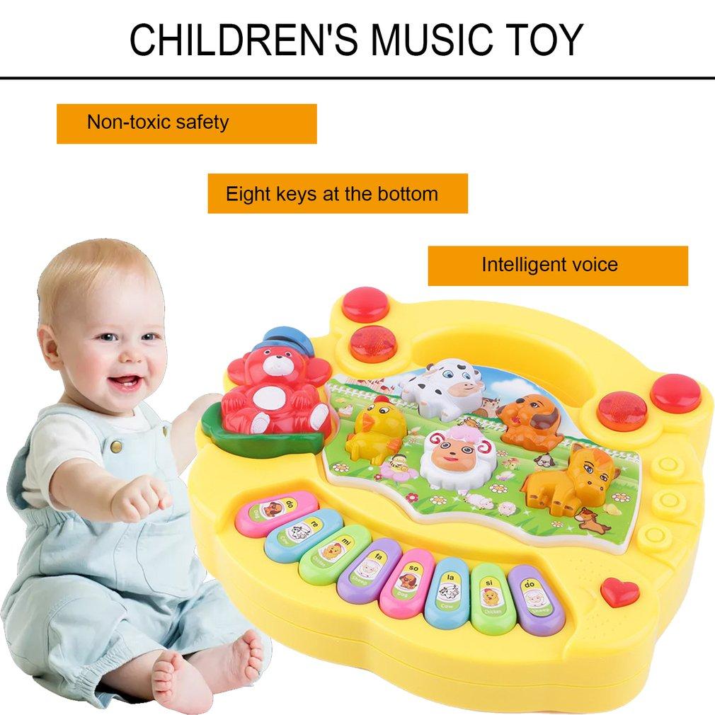 Cartoon Piano Keyboard Toy – Educational Musical Instrument for Kids with Animal Sounds, Flashing Lights