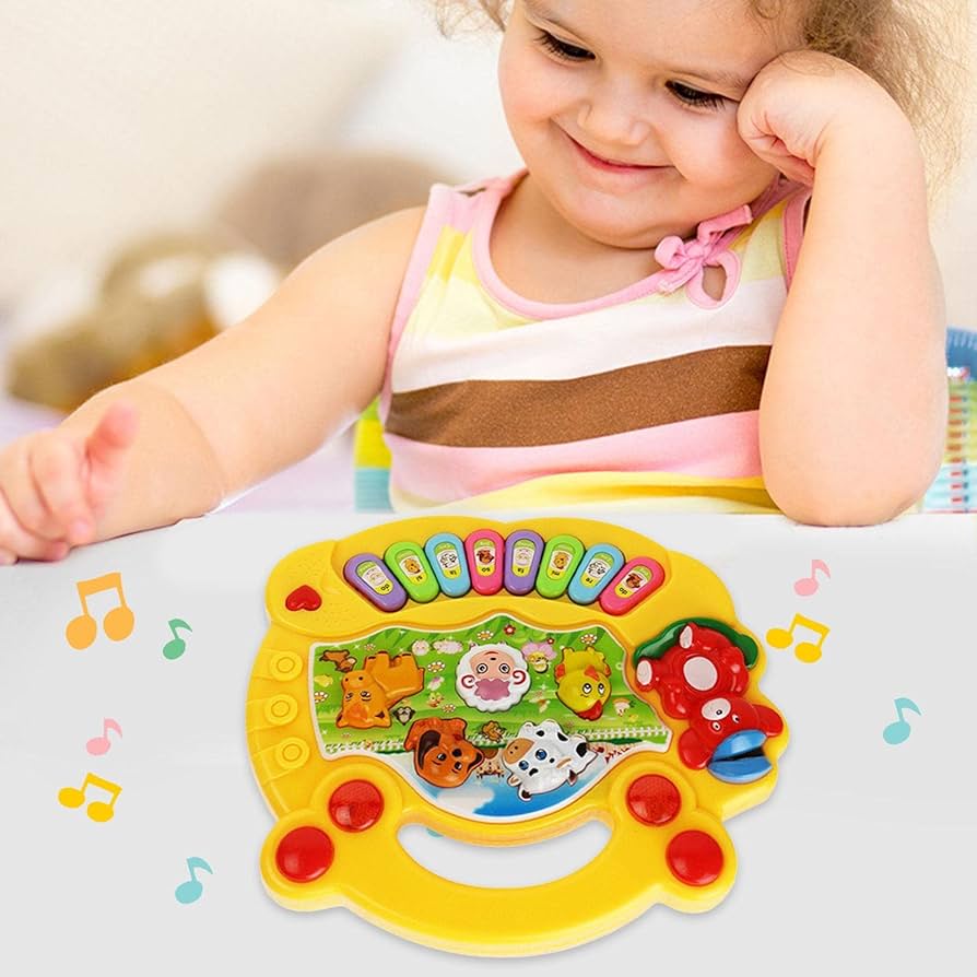 Cartoon Piano Keyboard Toy – Educational Musical Instrument for Kids with Animal Sounds, Flashing Lights