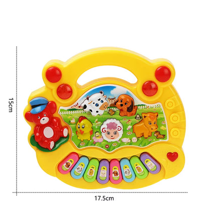 Cartoon Piano Keyboard Toy – Educational Musical Instrument for Kids with Animal Sounds, Flashing Lights