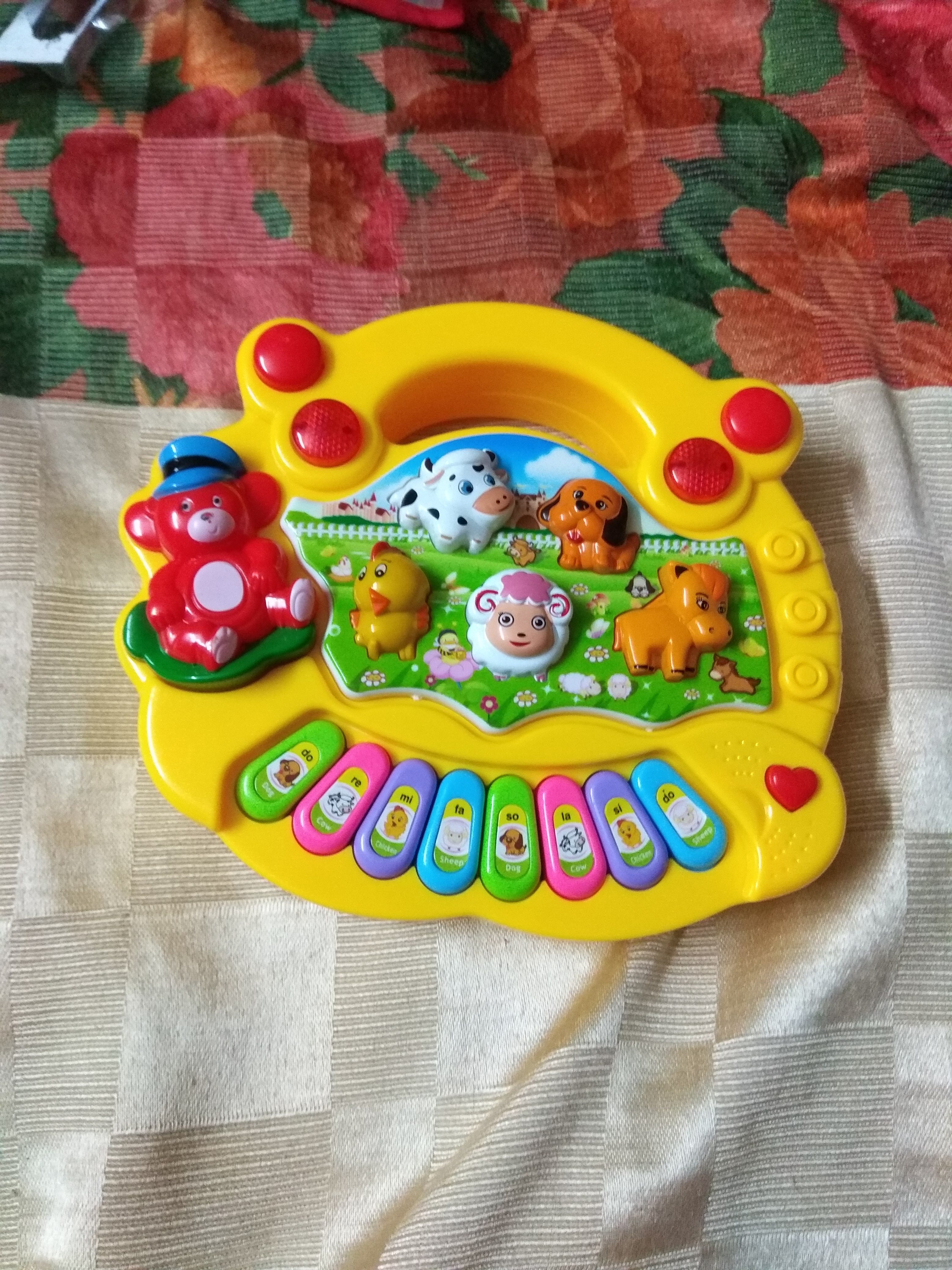 Cartoon Piano Keyboard Toy – Educational Musical Instrument for Kids with Animal Sounds, Flashing Lights