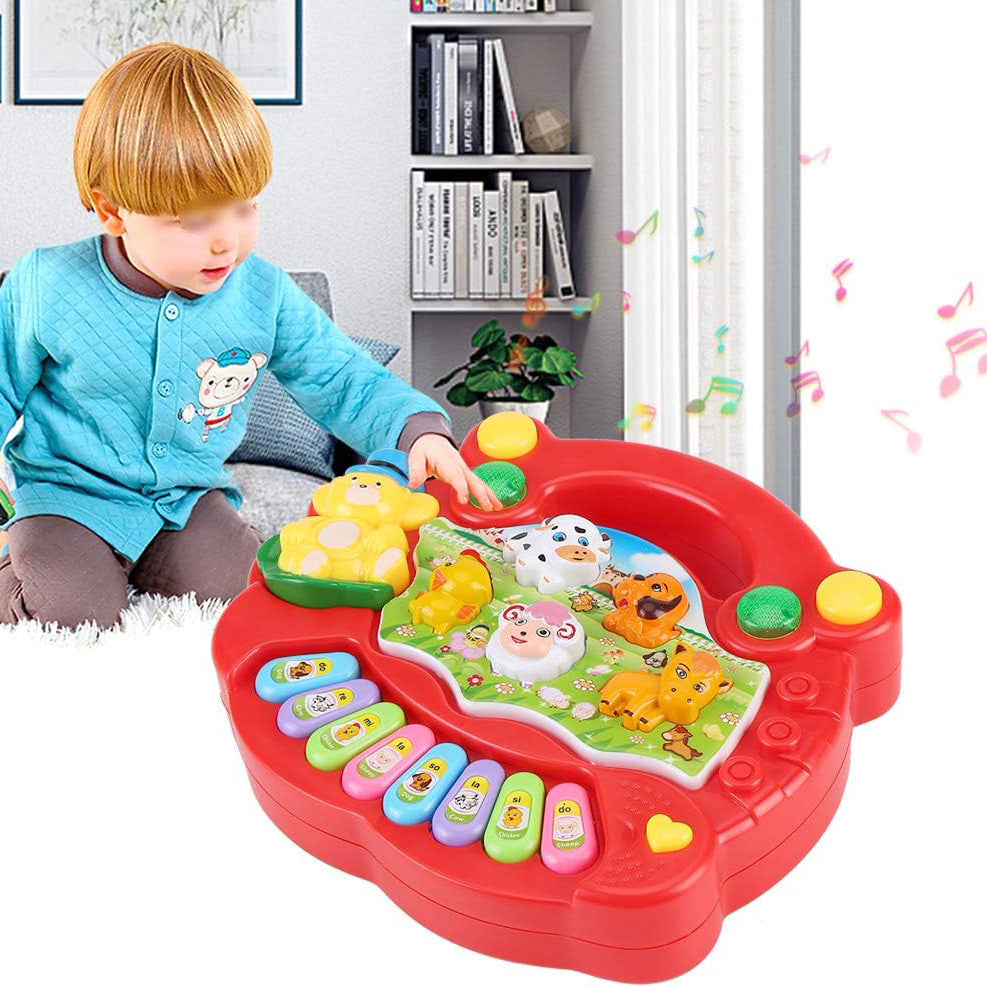 Cartoon Piano Keyboard Toy – Educational Musical Instrument for Kids with Animal Sounds, Flashing Lights