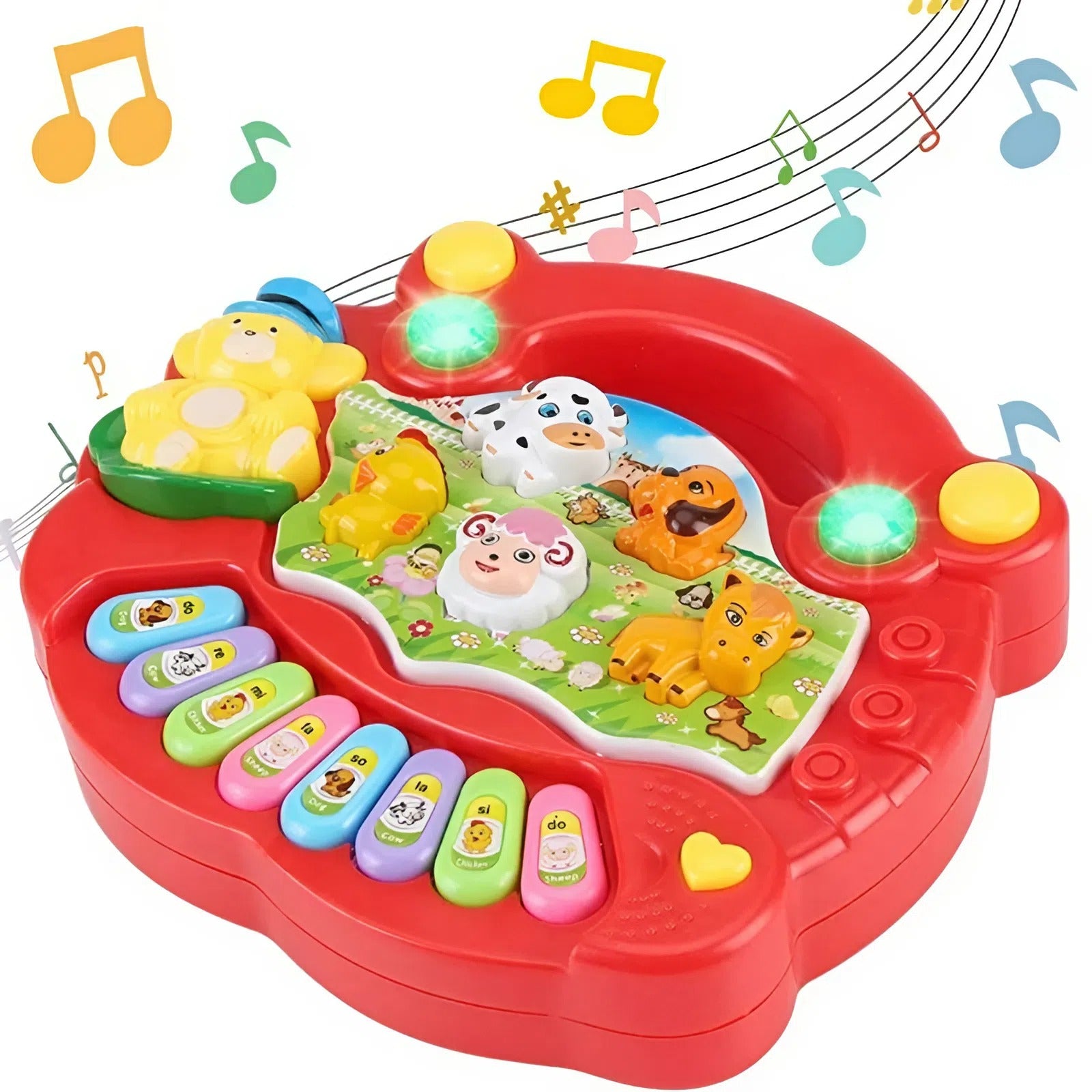 Cartoon Piano Keyboard Toy – Educational Musical Instrument for Kids with Animal Sounds, Flashing Lights
