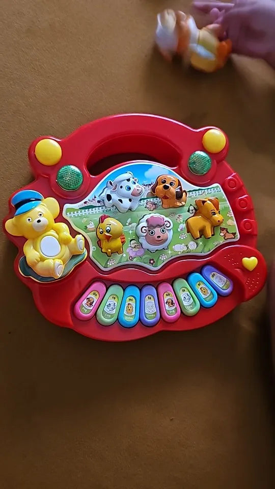 Cartoon Piano Keyboard Toy – Educational Musical Instrument for Kids with Animal Sounds, Flashing Lights