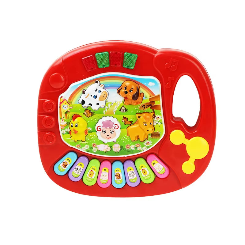 Cartoon Piano Keyboard Toy – Educational Musical Instrument for Kids with Animal Sounds, Flashing Lights