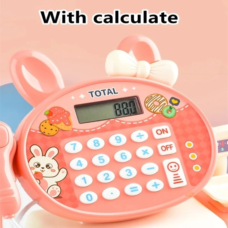 Cash Register Toy for Kids with Card Swipe Sound LED Lights and Built in Basic Calculator, Safe for Ages 3+