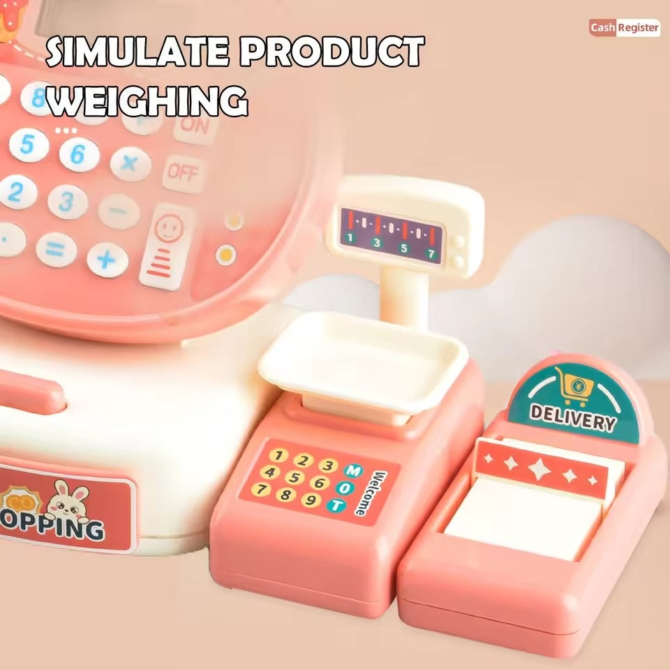 Cash Register Toy for Kids with Card Swipe Sound LED Lights and Built in Basic Calculator, Safe for Ages 3+