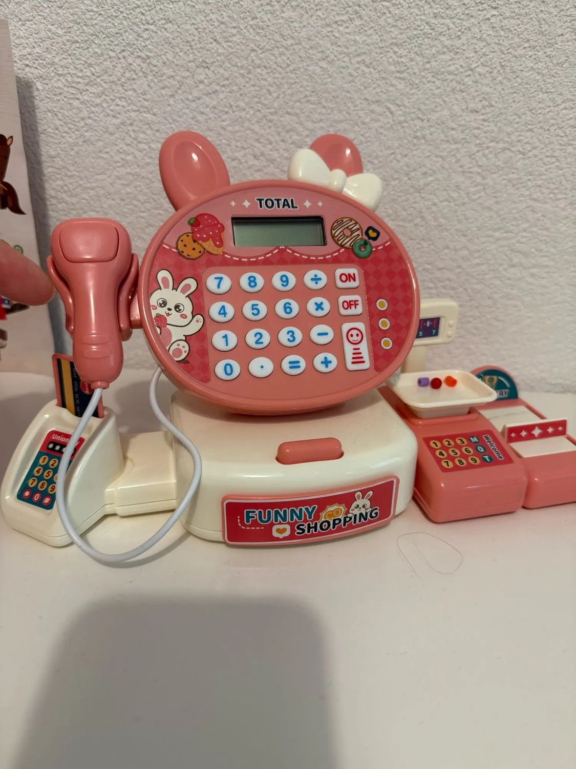 Cash Register Toy for Kids with Card Swipe Sound LED Lights and Built in Basic Calculator, Safe for Ages 3+