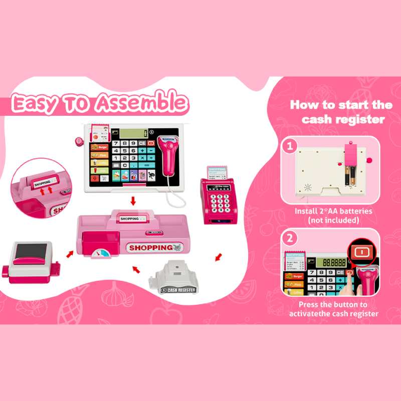 Cash Register Toy with Real Calculator, Pretend Play Store, Educational Preschool Learning Playset, Safe for Ages 3+