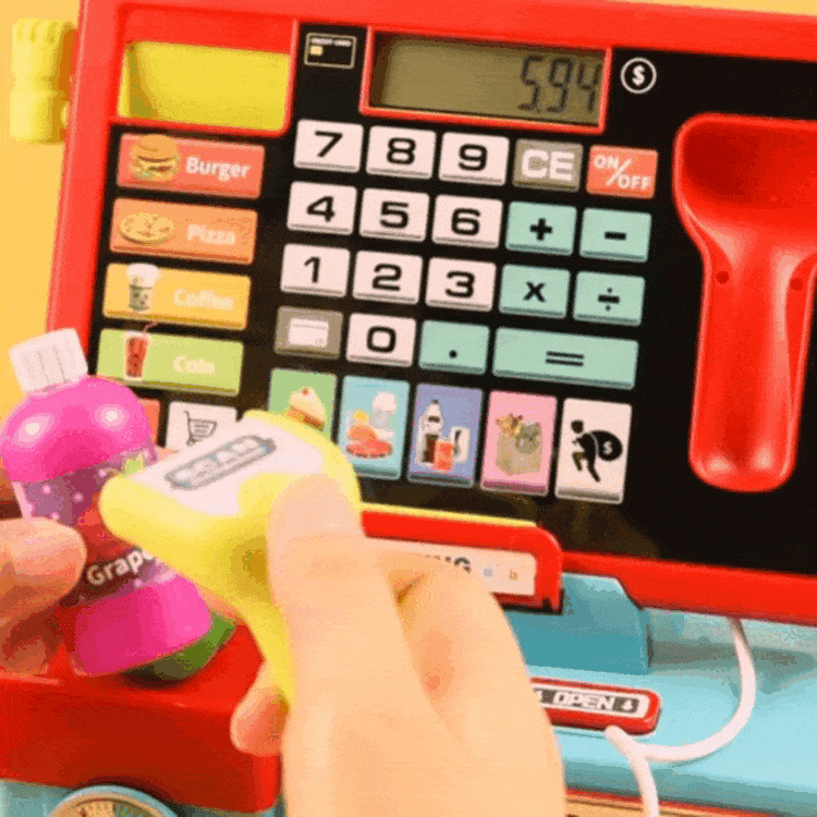 Cash Register Toy with Real Calculator, Pretend Play Store, Educational Preschool Learning Playset, Safe for Ages 3+