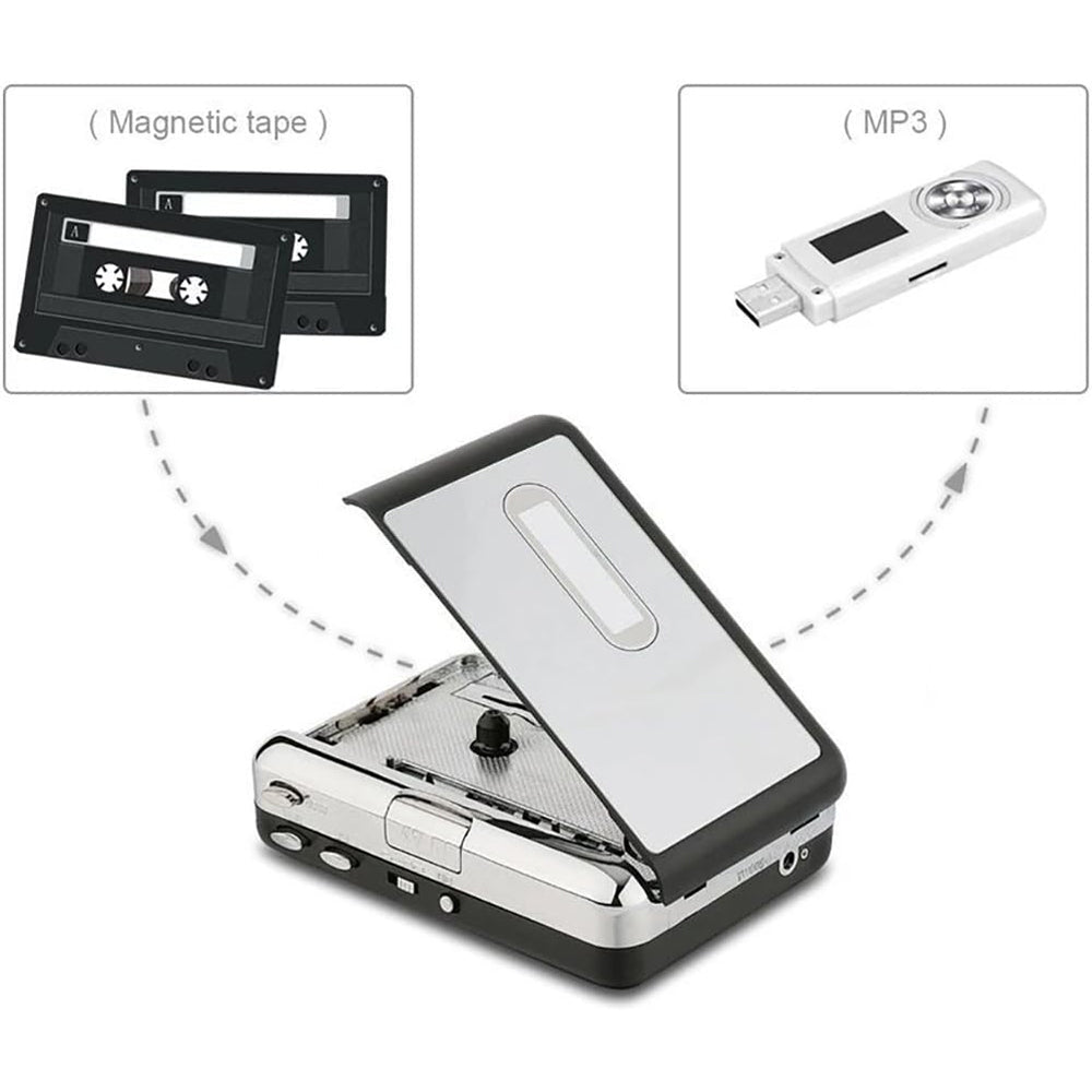 Cassette Tape to USB Converter for MP3 Digital Conversion, Portable Player and Recorder
