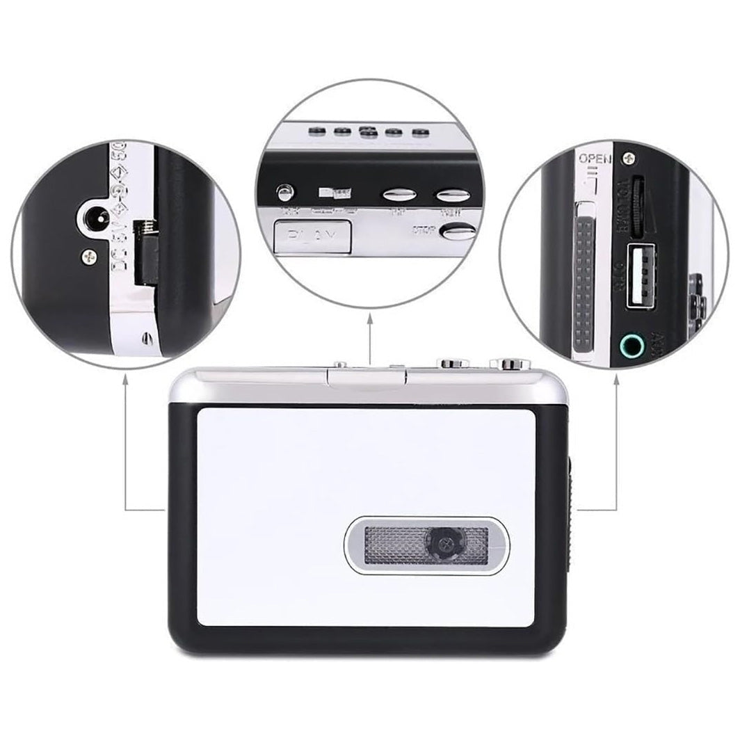 Cassette Tape to USB Converter for MP3 Digital Conversion, Portable Player and Recorder