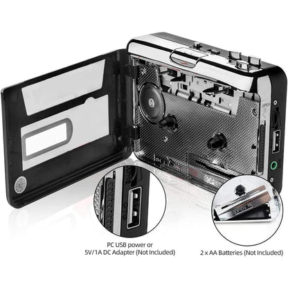 Cassette Tape to USB Converter for MP3 Digital Conversion, Portable Player and Recorder