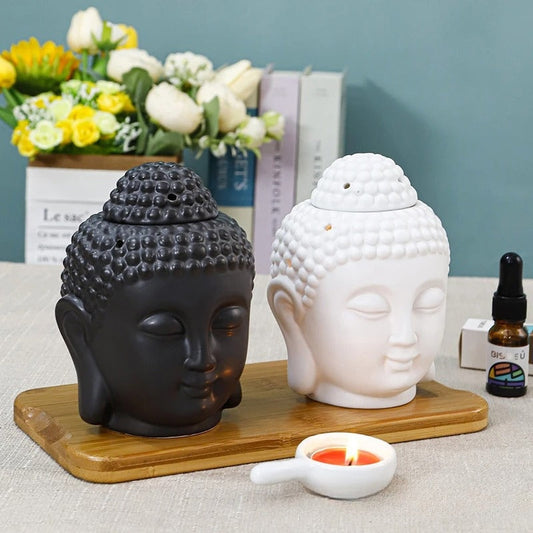 Ceramic Buddha Head Aromatherapy Candle Burner