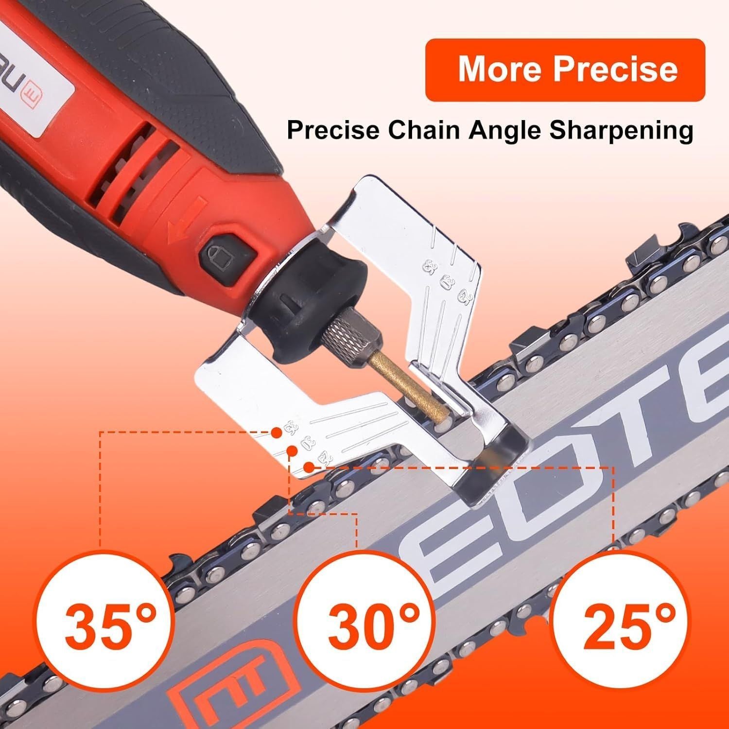 Chainsaw Sharpening Tool with 3 Polishing Bits and a Ruler, Featuring High-Speed Steel Grinding Heads
