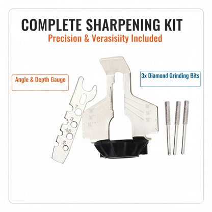 Chainsaw Sharpening Tool with 3 Polishing Bits and a Ruler, Featuring High-Speed Steel Grinding Heads