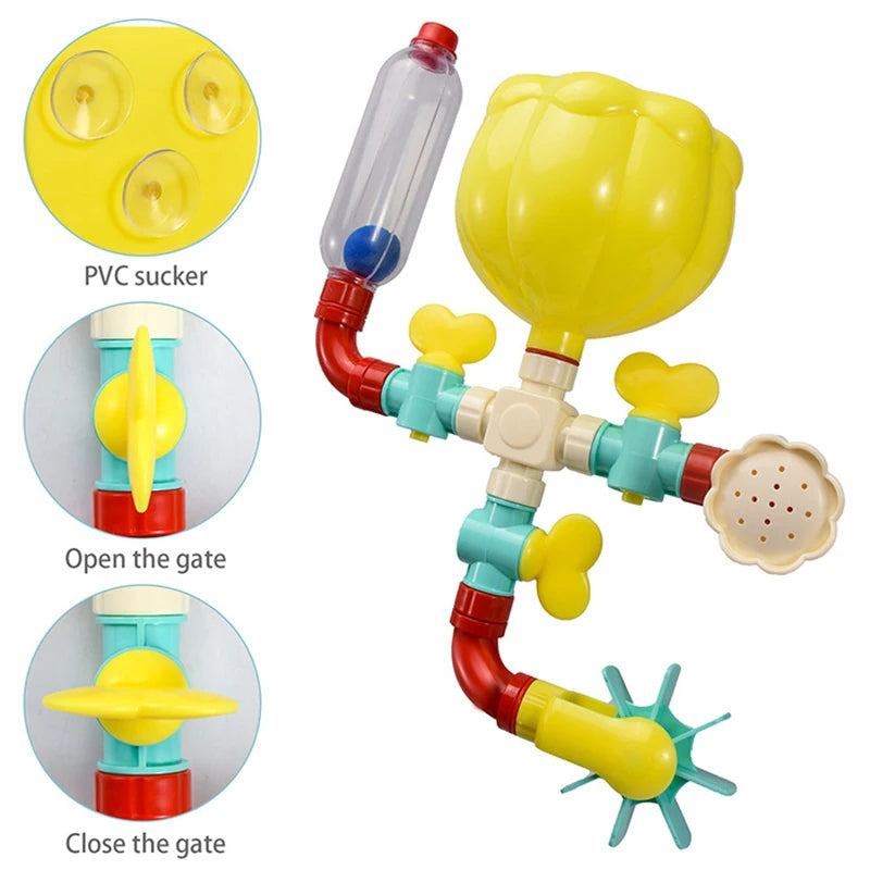 Children's Bath Toy with Water Spray Rotating Wheel and Shower Simulation Safe for Ages 1+