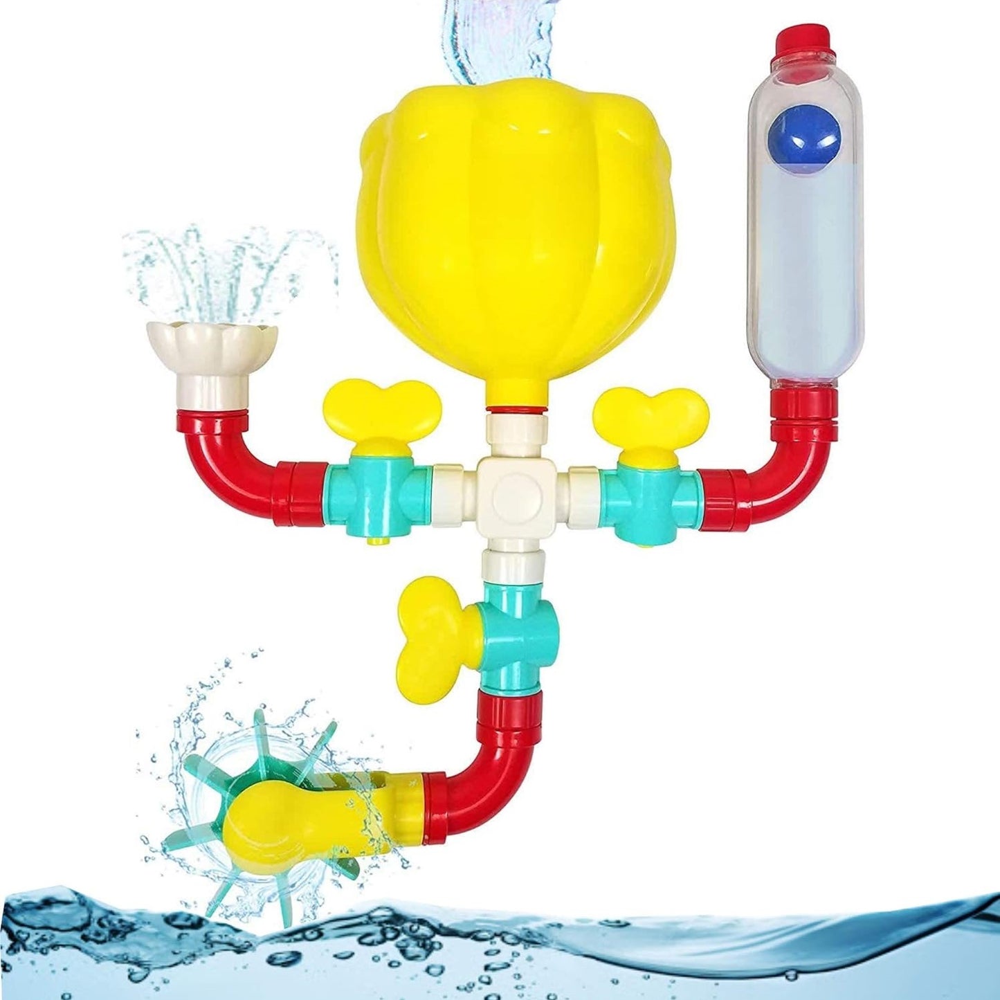 Children's Bath Toy with Water Spray Rotating Wheel and Shower Simulation Safe for Ages 1+