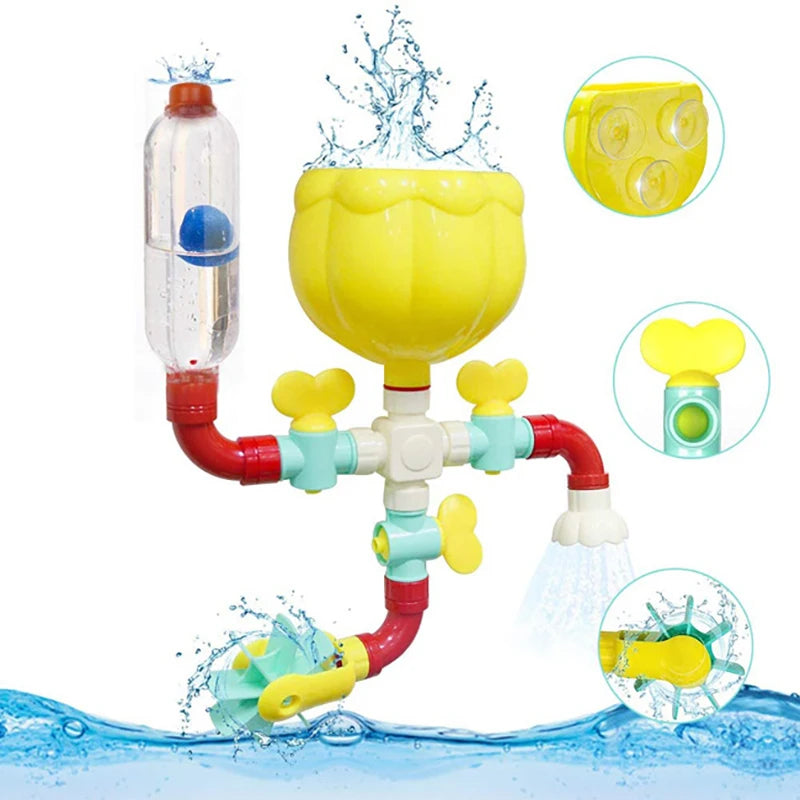Children's Bath Toy with Water Spray Rotating Wheel and Shower Simulation Safe for Ages 1+