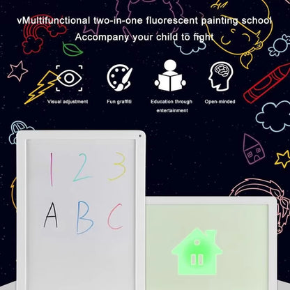 Children’s Drawing Board with LED Light Drawing – Includes Alphabet and Number Stencils, Encourages Creativity and Learning Safe For Ages 3+