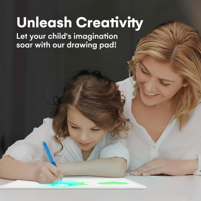 Children’s Drawing Board with LED Light Drawing – Includes Alphabet and Number Stencils, Encourages Creativity and Learning Safe For Ages 3+