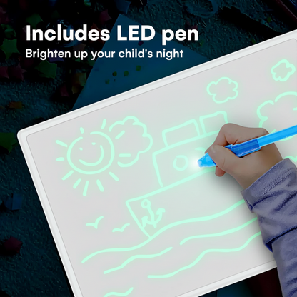 Children’s Drawing Board with LED Light Drawing – Includes Alphabet and Number Stencils, Encourages Creativity and Learning Safe For Ages 3+