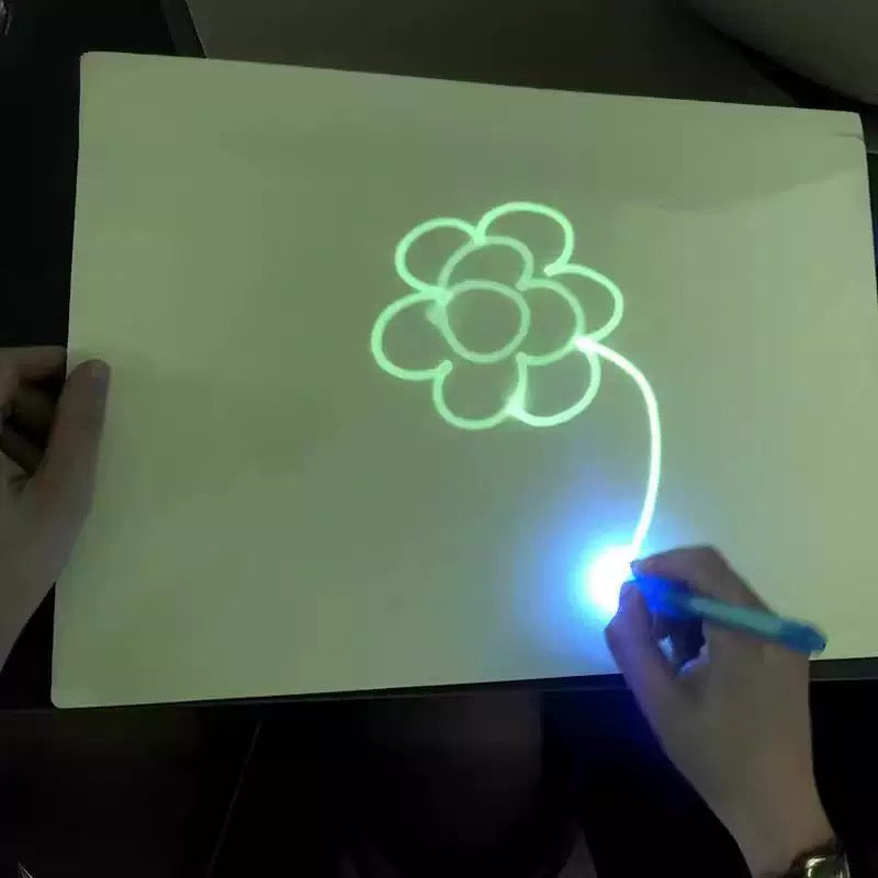 Children’s Drawing Board with LED Light Drawing – Includes Alphabet and Number Stencils, Encourages Creativity and Learning Safe For Ages 3+
