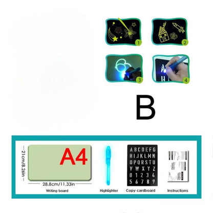 Children’s Drawing Board with LED Light Drawing – Includes Alphabet and Number Stencils, Encourages Creativity and Learning Safe For Ages 3+