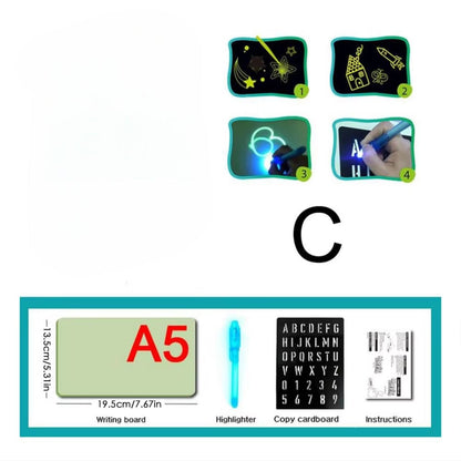 Children’s Drawing Board with LED Light Drawing – Includes Alphabet and Number Stencils, Encourages Creativity and Learning Safe For Ages 3+
