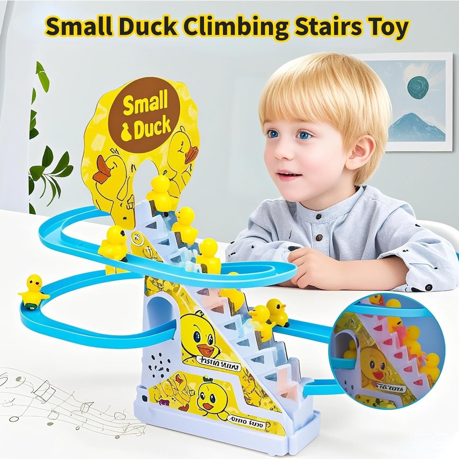 Children's Ducklings Climb with Fun Music & LED Lights and Educational, Safe for Months 9+