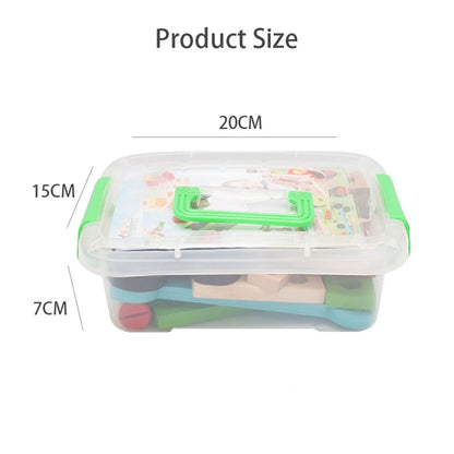 Children's Wooden Toolbox Set Toy with Creative Building, Motor Skills Development, Shape & Color Recognition, Safe for Ages 3+