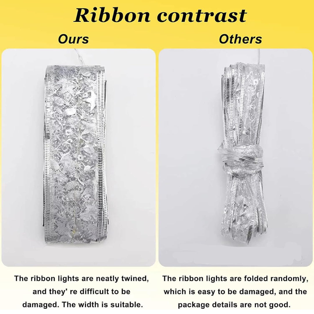 Christmas Ribbon Fairy Lights - Colorful Tree Decoration & DIY Bow Light Strip