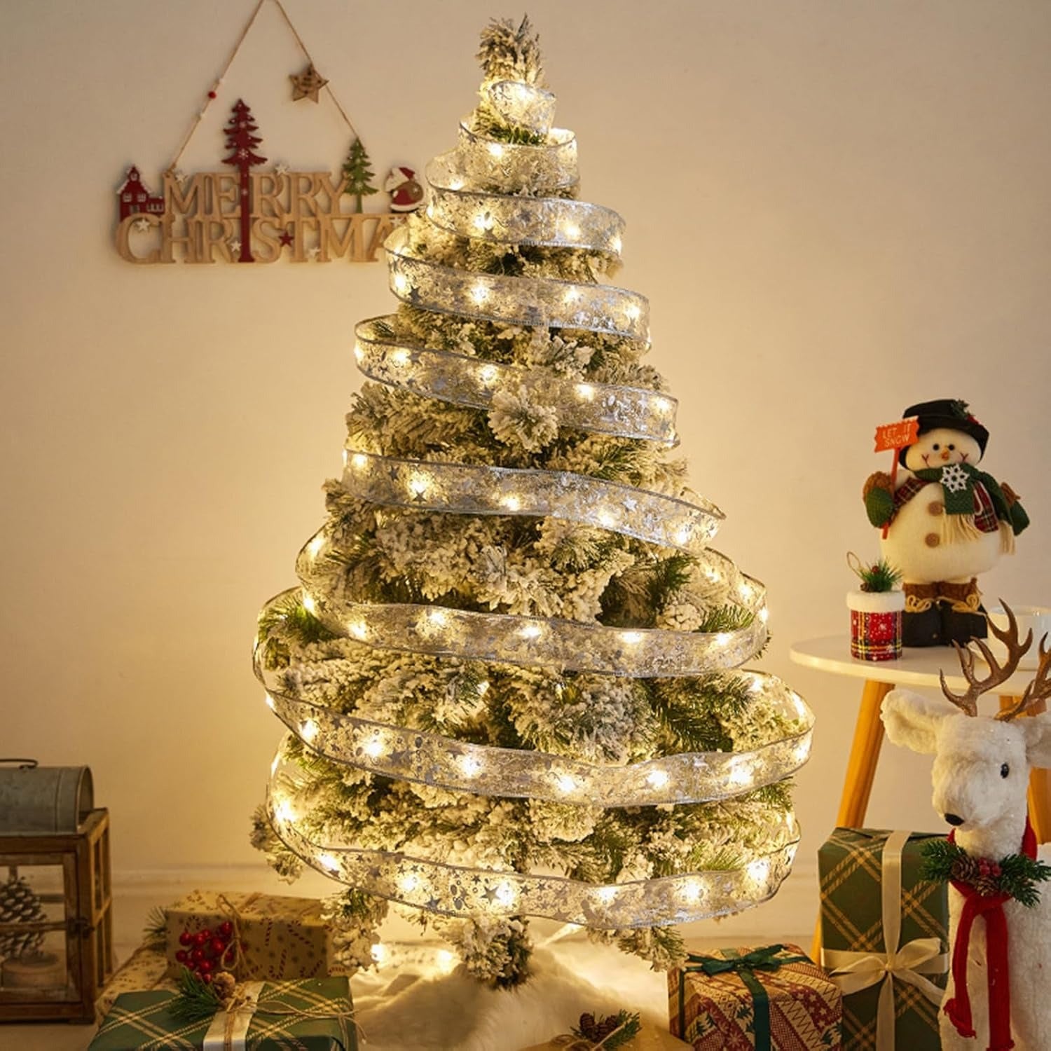 Christmas Ribbon Fairy Lights - Colorful Tree Decoration & DIY Bow Light Strip