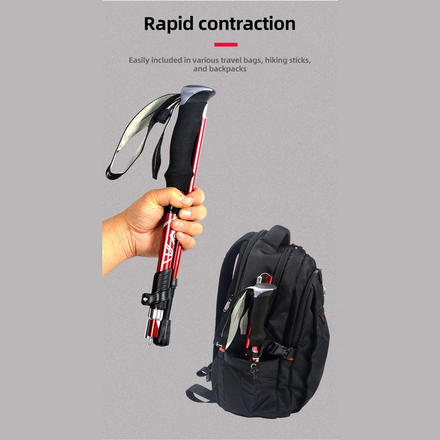 Collapsible Walking Pole - Lightweight Trekking Stick Ideal for Men Women and Seniors