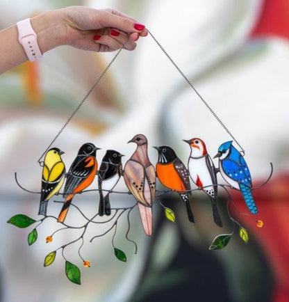 Colorful Acrylic Bird Window Pendant – Stained Glass Effect