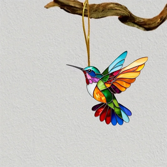 Colorful Hummingbird Suncatcher – Stained Glass Window Decoration for Home and Garden