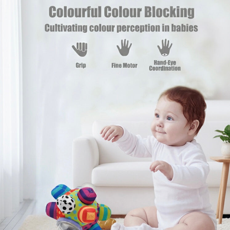 Colorful Musical Rattle with Soft Fabric and Beads That Make Sounds When Shaken for Tiny Explorers Aged 3+ Months