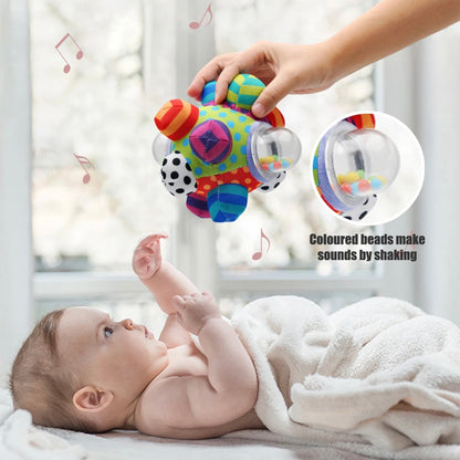 Colorful Musical Rattle with Soft Fabric and Beads That Make Sounds When Shaken for Tiny Explorers Aged 3+ Months